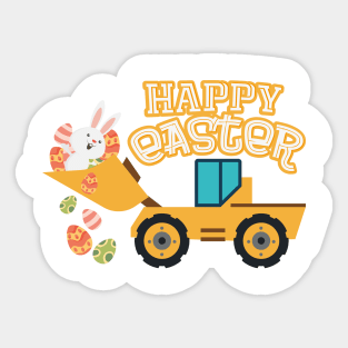 Happy Easter Tractor Gift Boys Kids Sticker